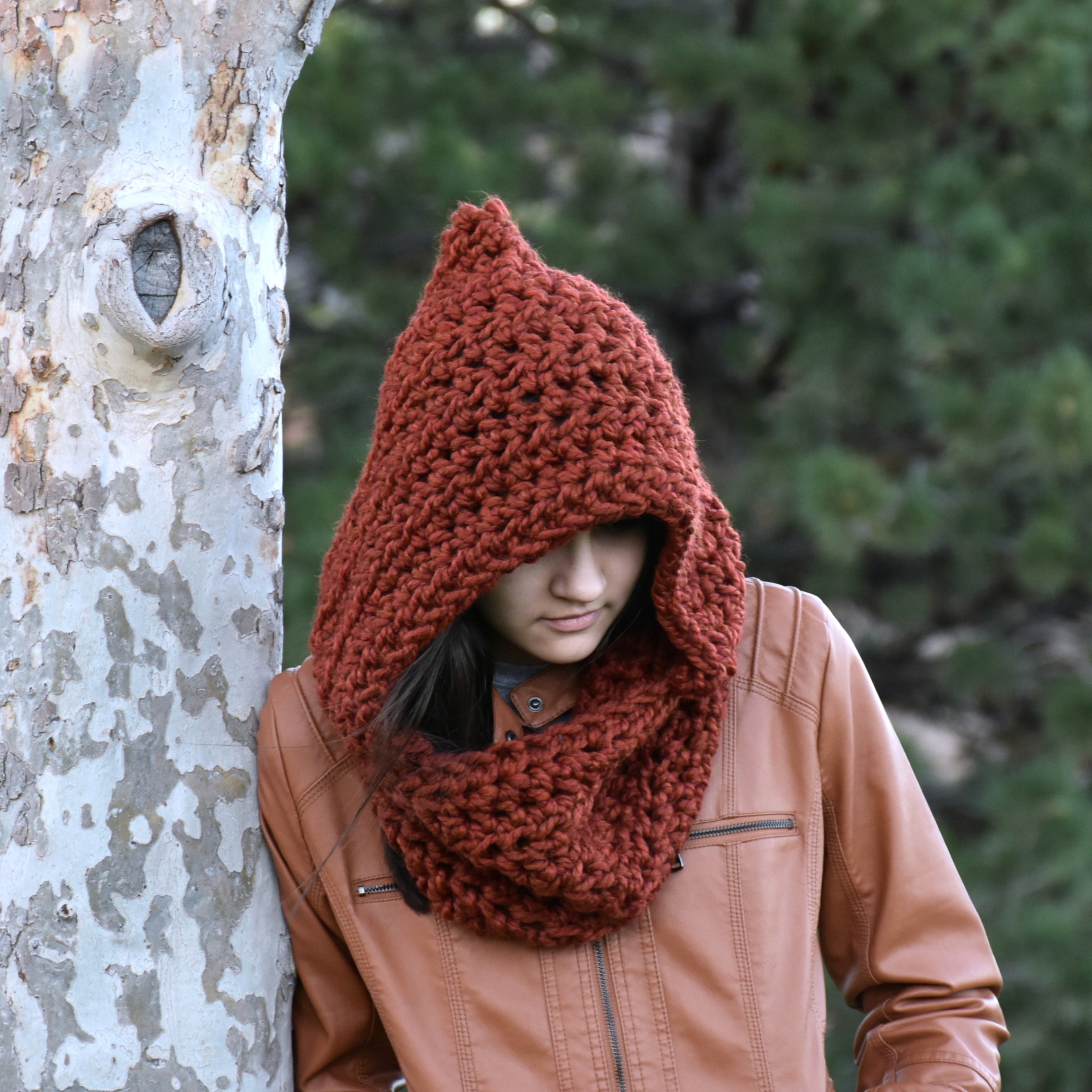 Knit Crochet Hood Scarf
