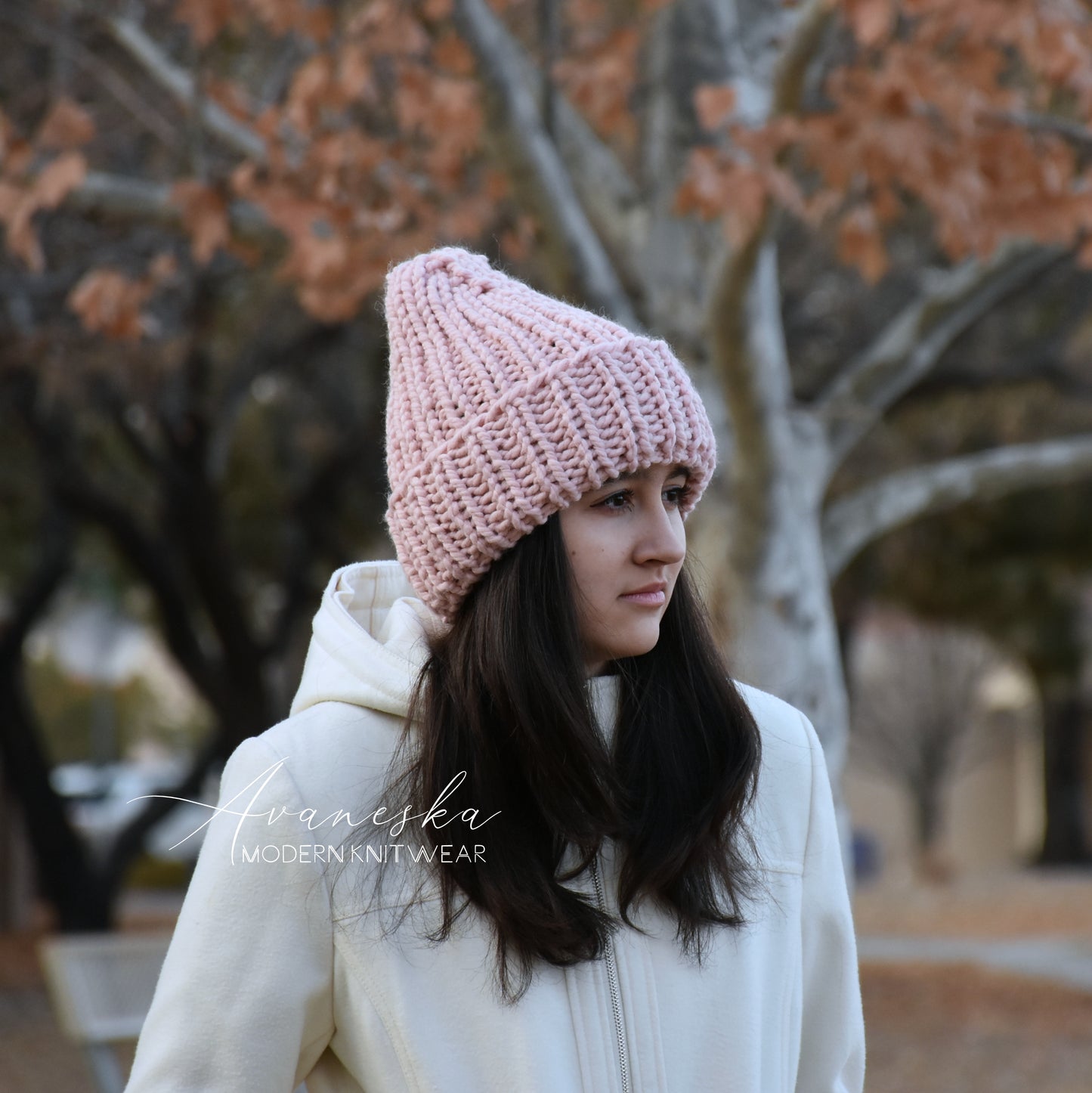 Folded Brim Knitted Beanie Hat for Girls Teens Women