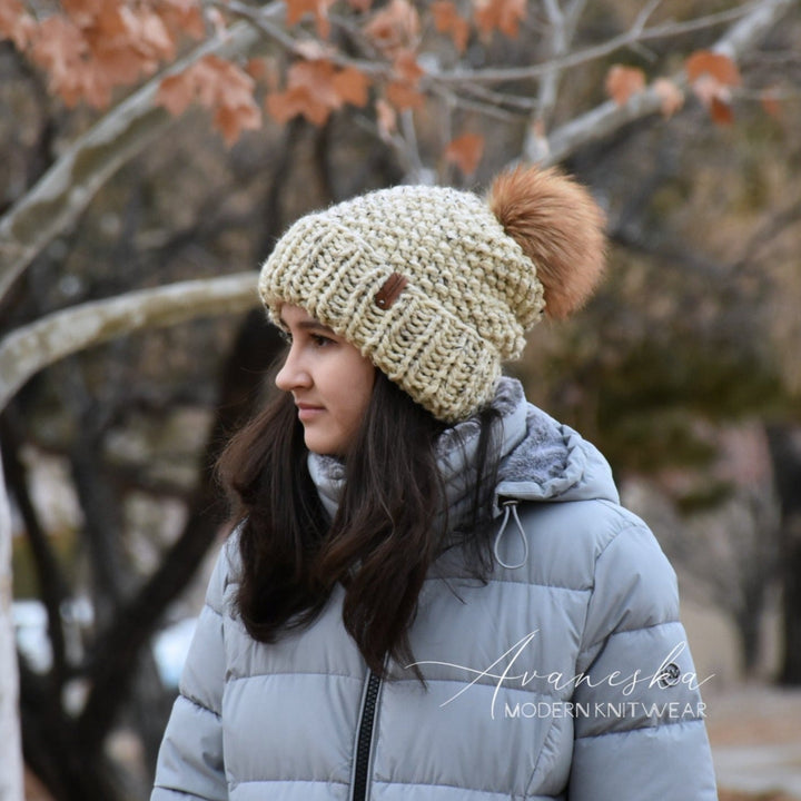 Fold Over Brim Chunky Pom Hat | THE GIANNA