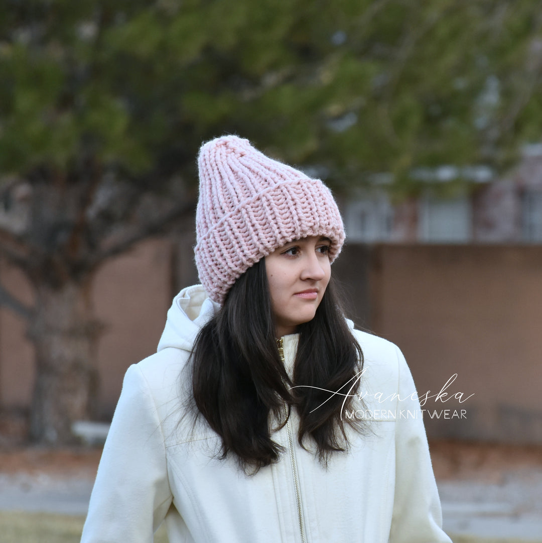 Fold Over Brim Bulky Chunky Beanie Hat