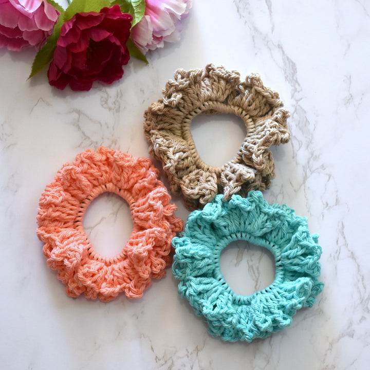 Set of 3 | Crochet Scrunchy - Medium - Solids