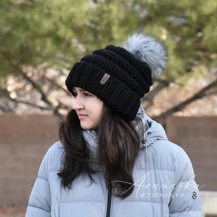 Fold Over Brim Chunky Pom Hat | THE NADINE