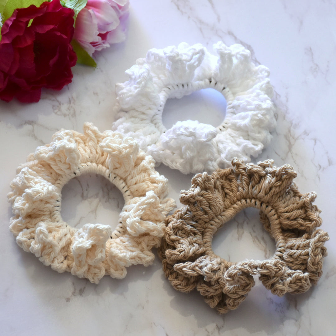 Set of 3 | Crochet Scrunchy - Medium - Solids