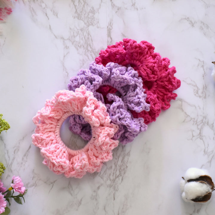 Set of 3 | Crochet Scrunchy - Medium - Solids