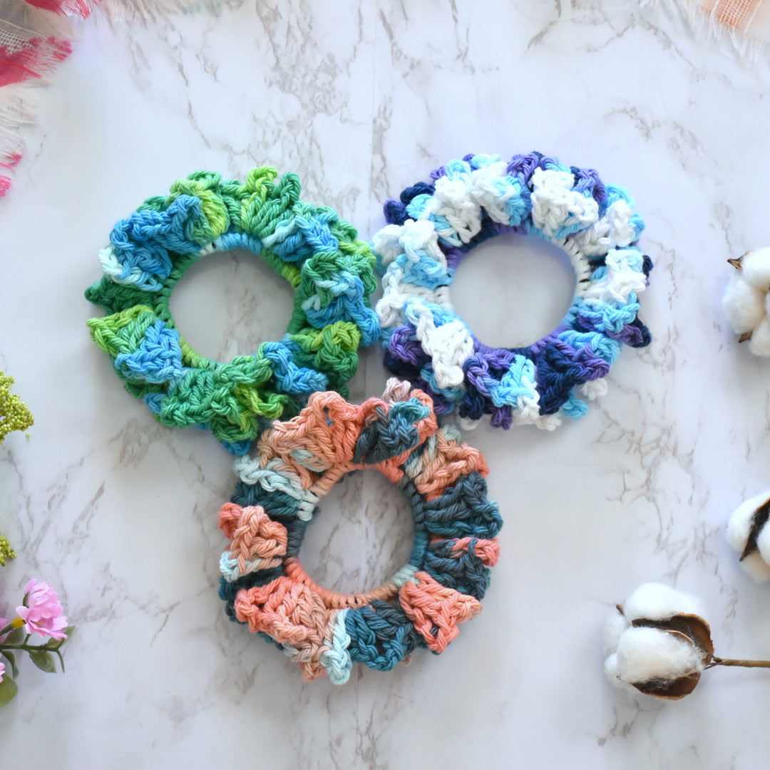 Set of 3 | Crochet Scrunchy - Medium - Multis