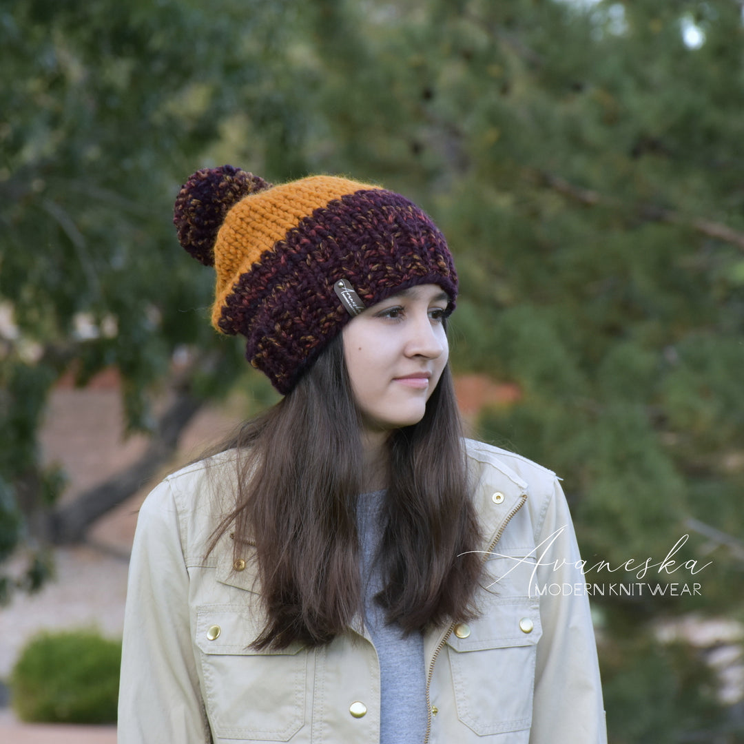 CLEARANCE Chunky Color Block Slouchy Hat | THE DARIA