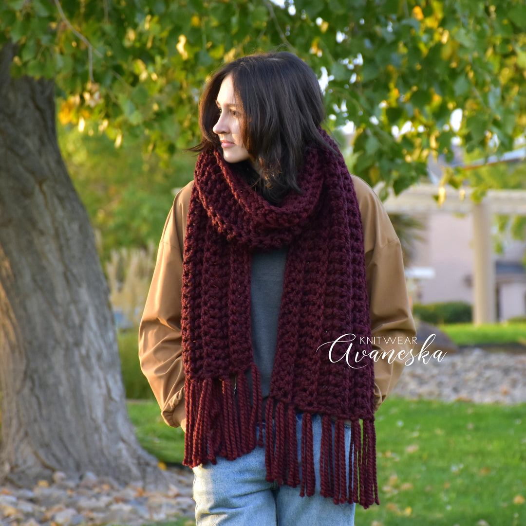 Chunky Classic Long Fringed Scarf THE ASPEN – Avaneska Knitwear