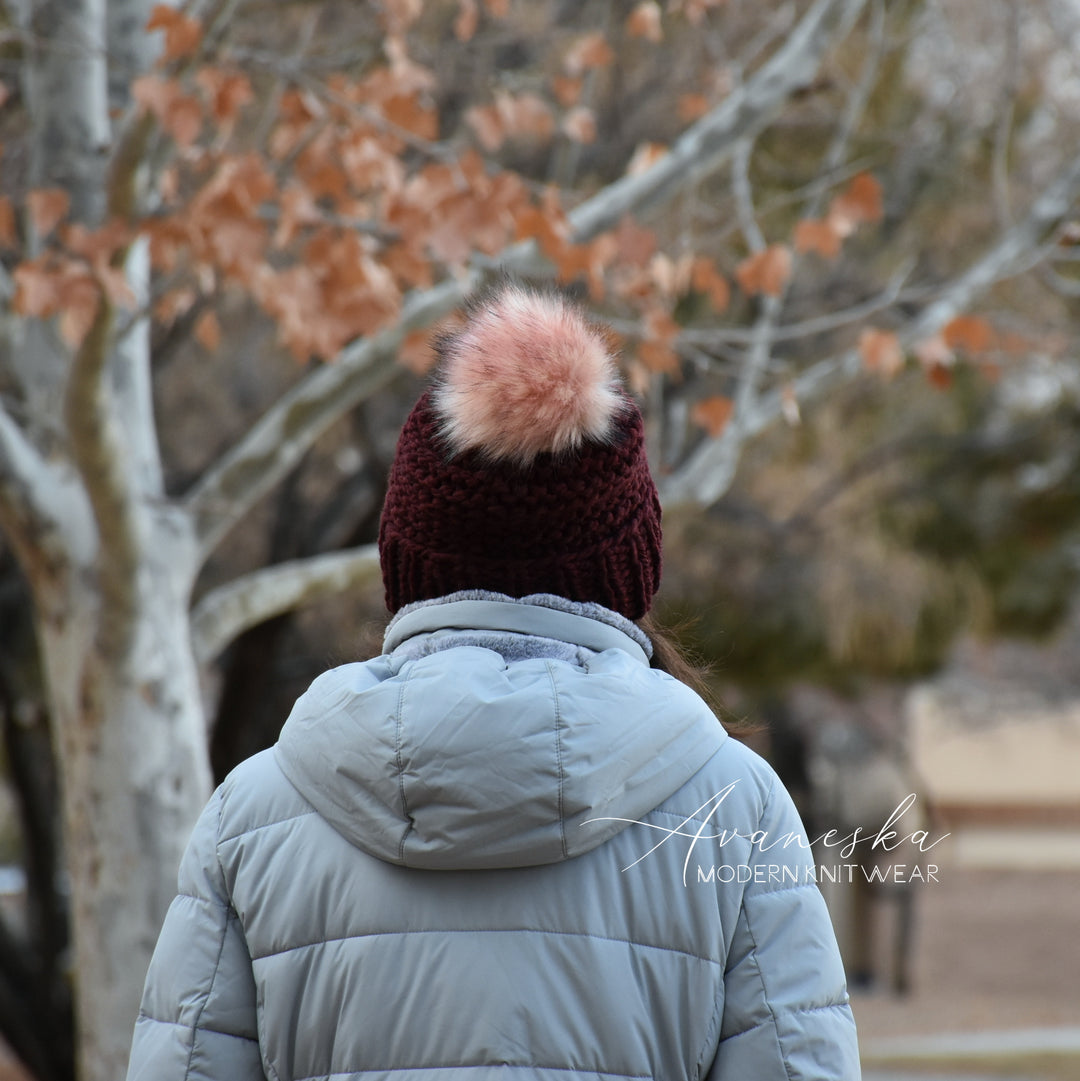 Fold Over Brim Chunky Pom Hat | THE CELESTE