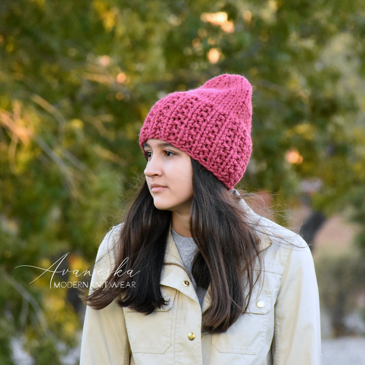 Woman's Chunky Woolen Knit Beanie Hat