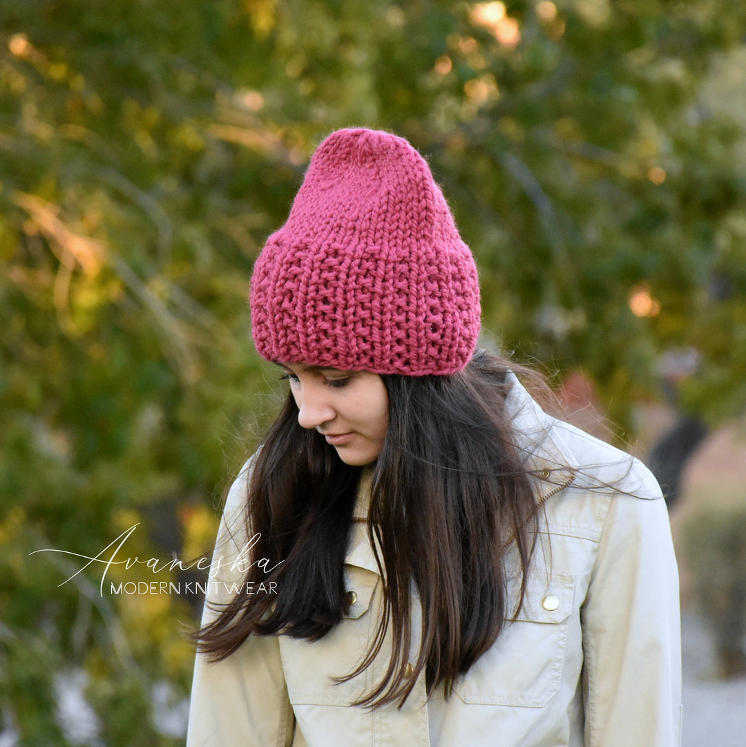 Woman's Chunky Woolen Knit Beanie Hat