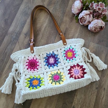 Crochet Granny Squares Shoulder Bag | BLANCHE