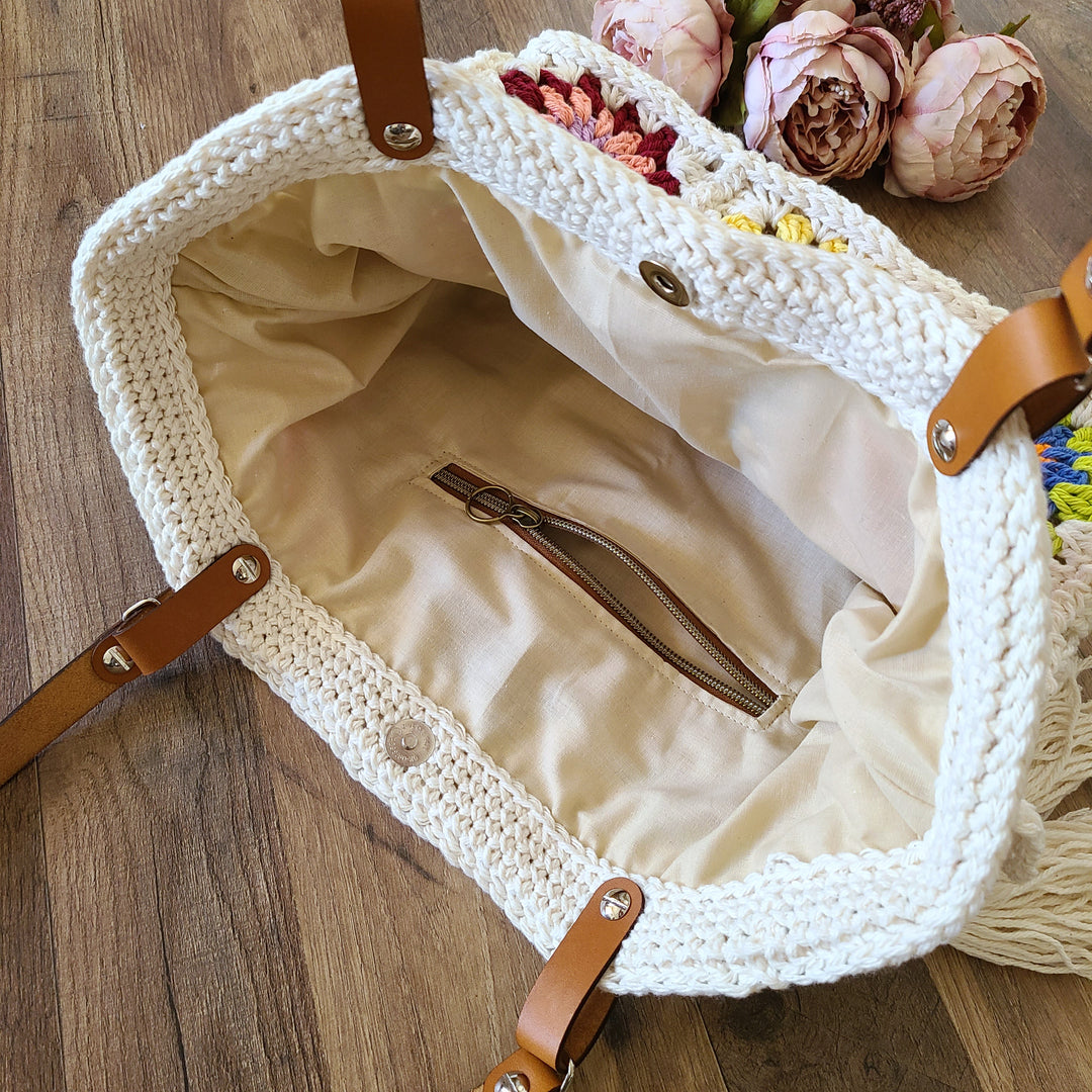 Crochet Granny Squares Shoulder Bag | BLANCHE