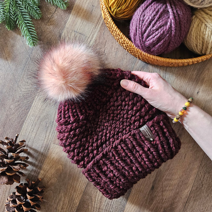 Fold Over Brim Chunky Pom Hat | THE CELESTE