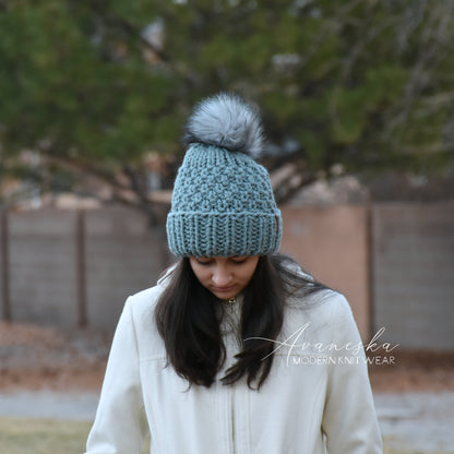 Fold Over Brim Chunky Pom Hat | THE PAIGE