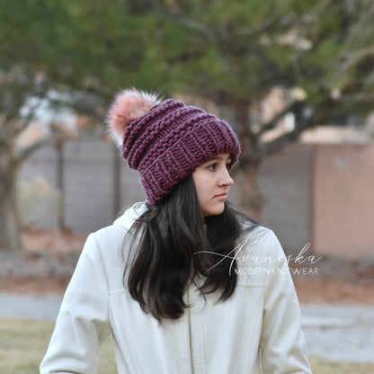 Fold Over Brim Chunky Pom Hat | THE PEARL
