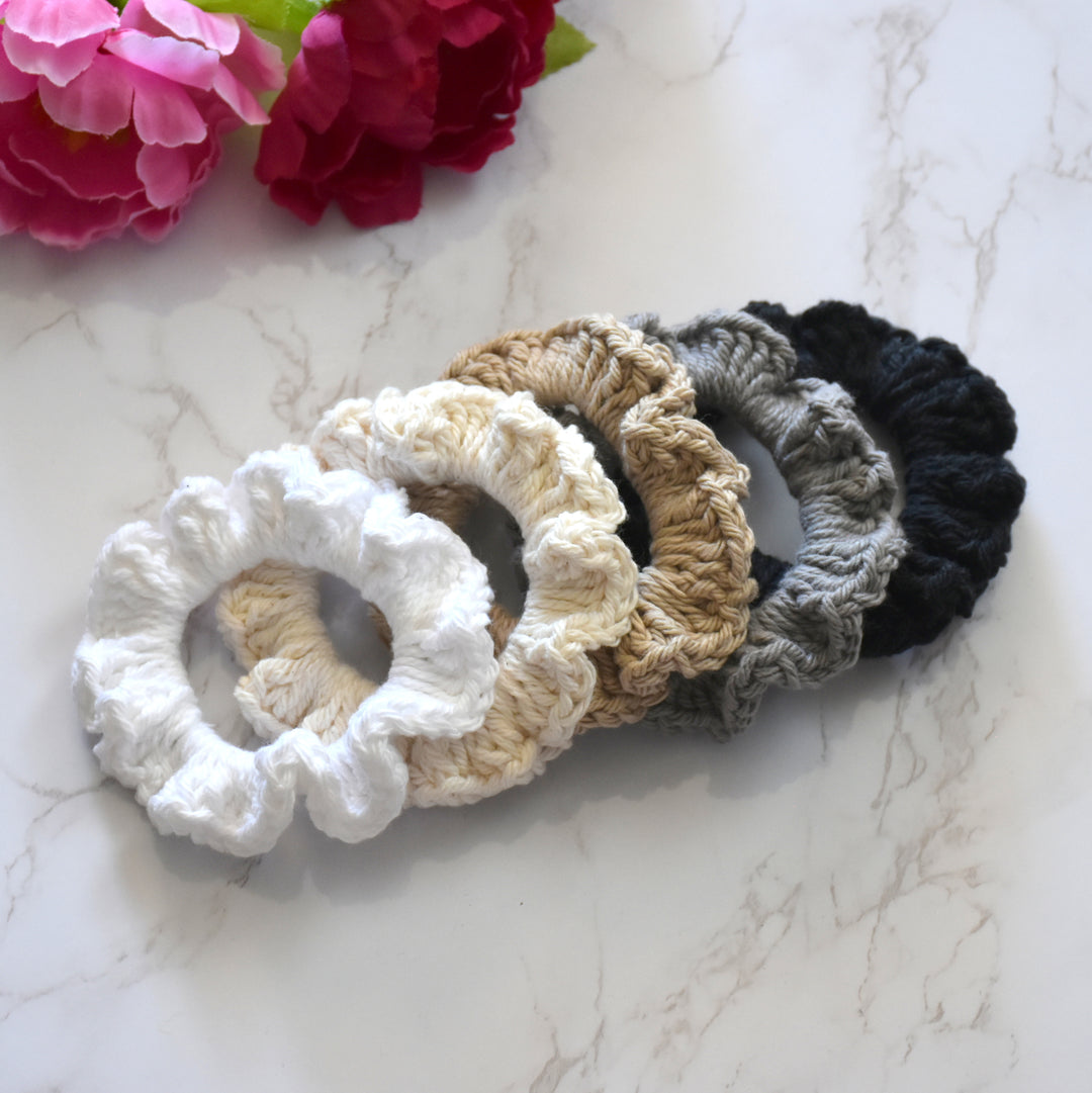 Set of 3 | Crochet Scrunchy - Small - Solids