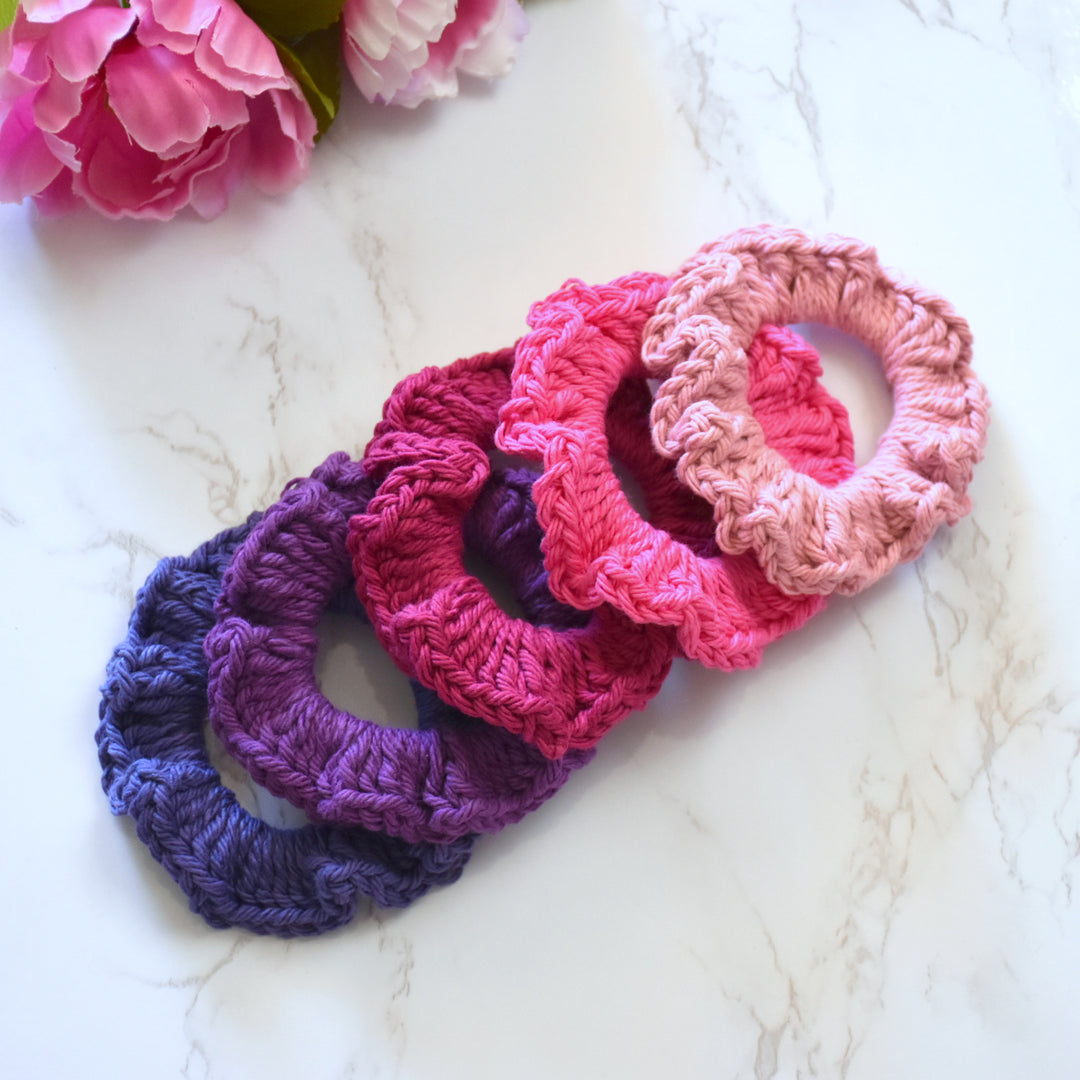 Set of 3 | Crochet Scrunchy - Small - Solids