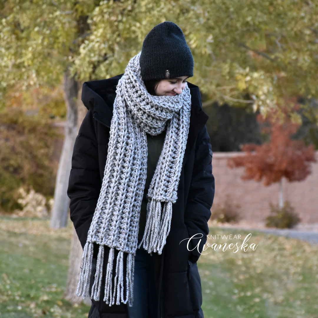 Chunky Classic Long Fringed Scarf | THE HUGH