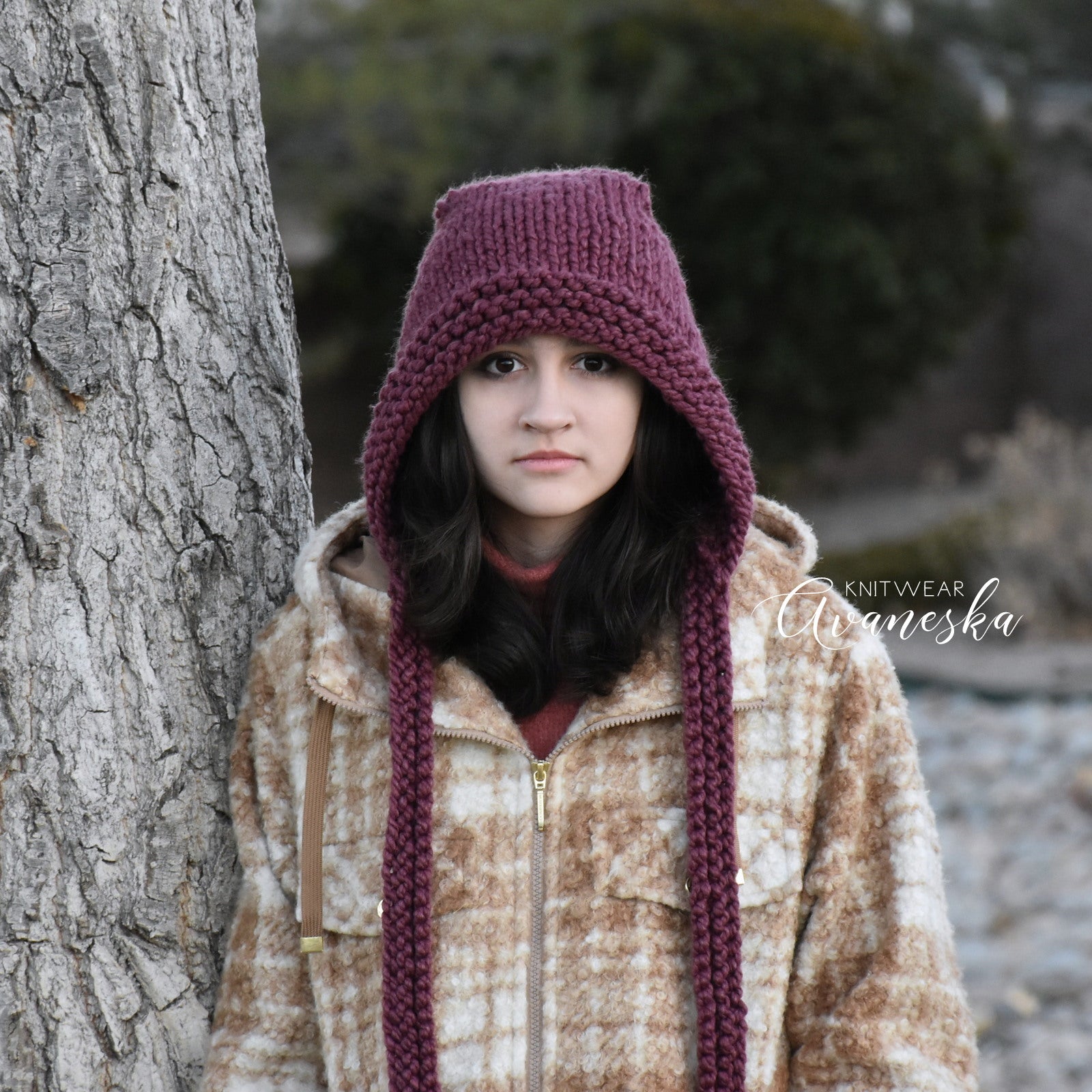 帽子 ca4la KNIT HOOD BABUSHKA Chunky Hood Hat with Ties | THE DERBY – Avaneska Knitwear