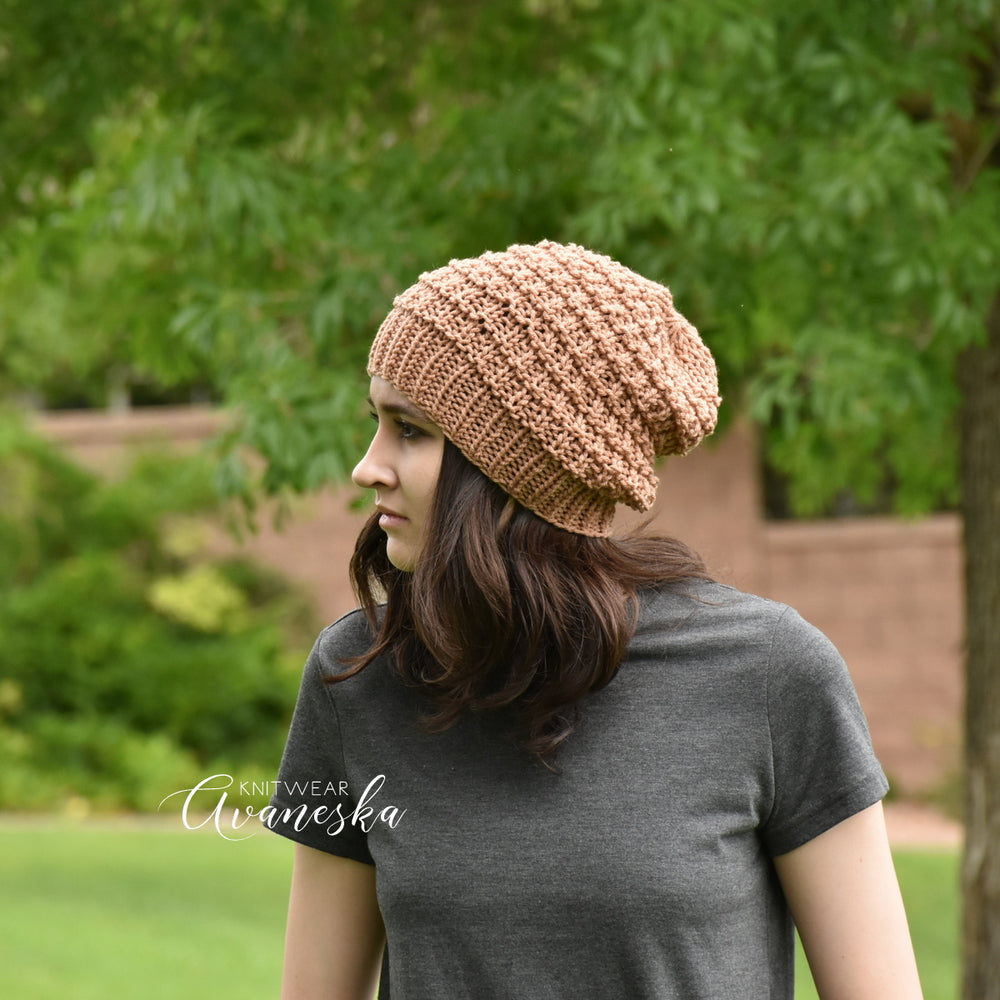 Handmade Lightweight Knit Slouchy Beanie Hat for Women, Men and Teens