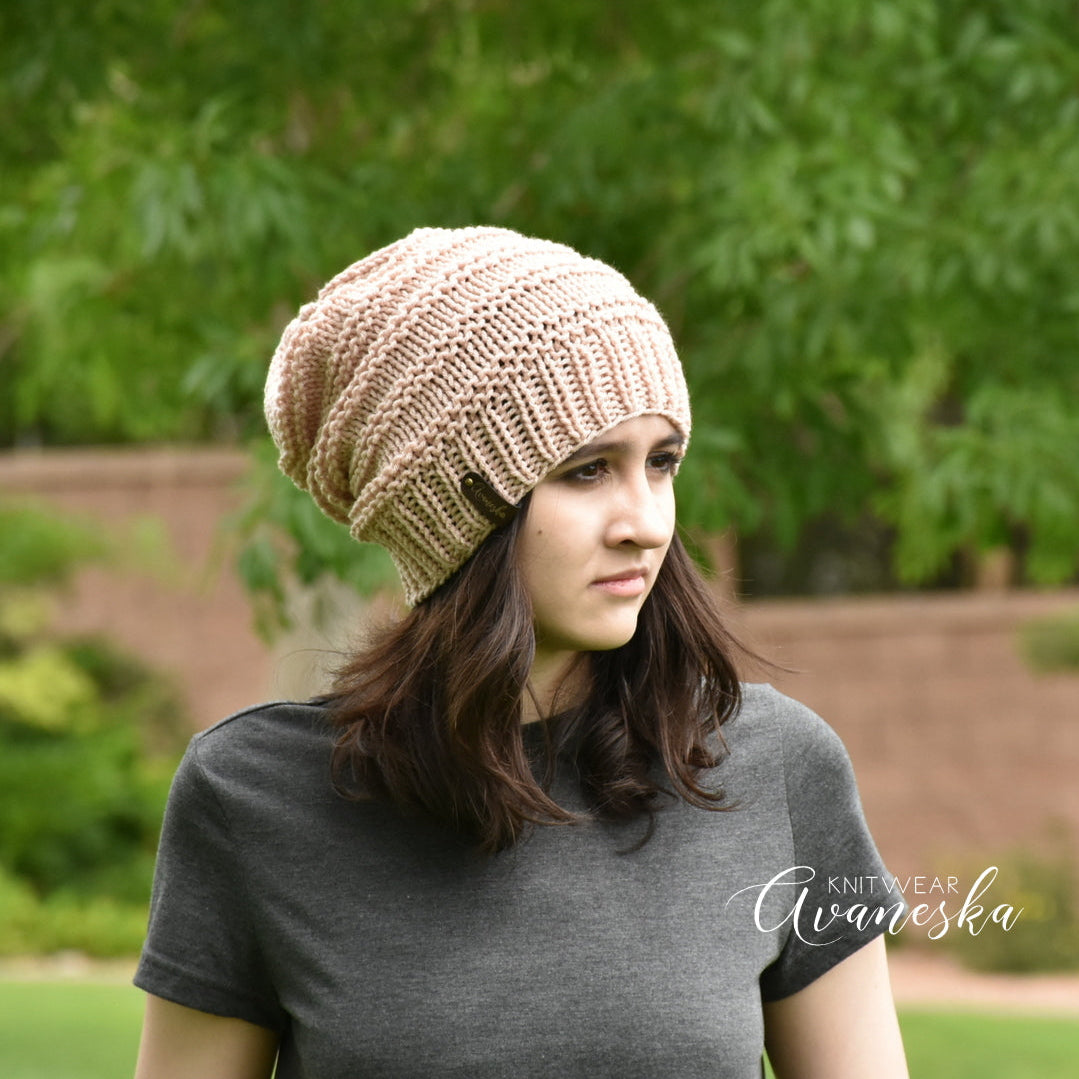 Handmade Lightweight Knit Slouchy Hat for Women and Teen Girls