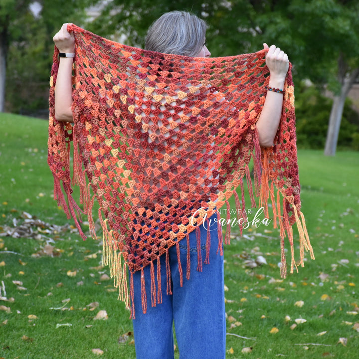 Woolen Triangle Fringed Shawl | La Carmella
