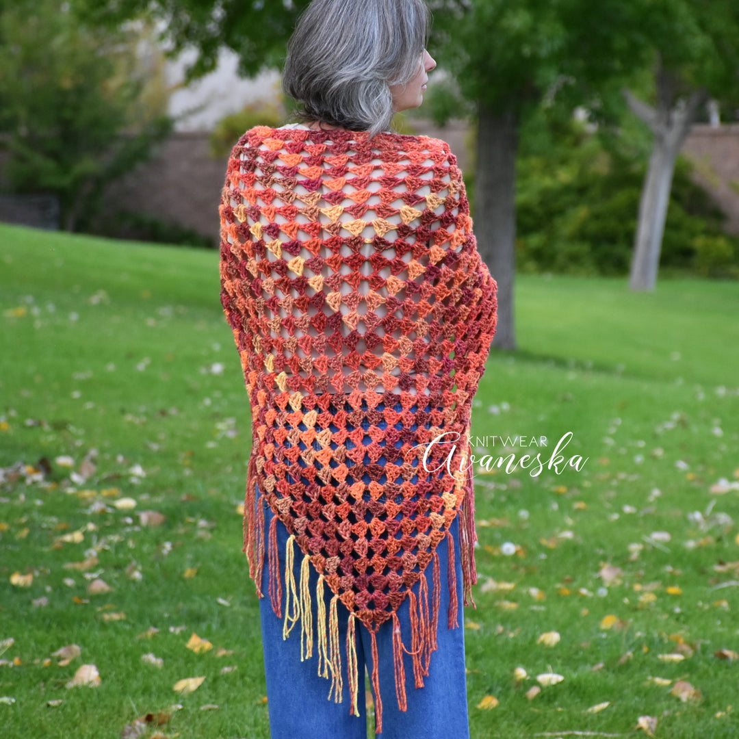 Woolen Triangle Fringed Shawl | La Carmella
