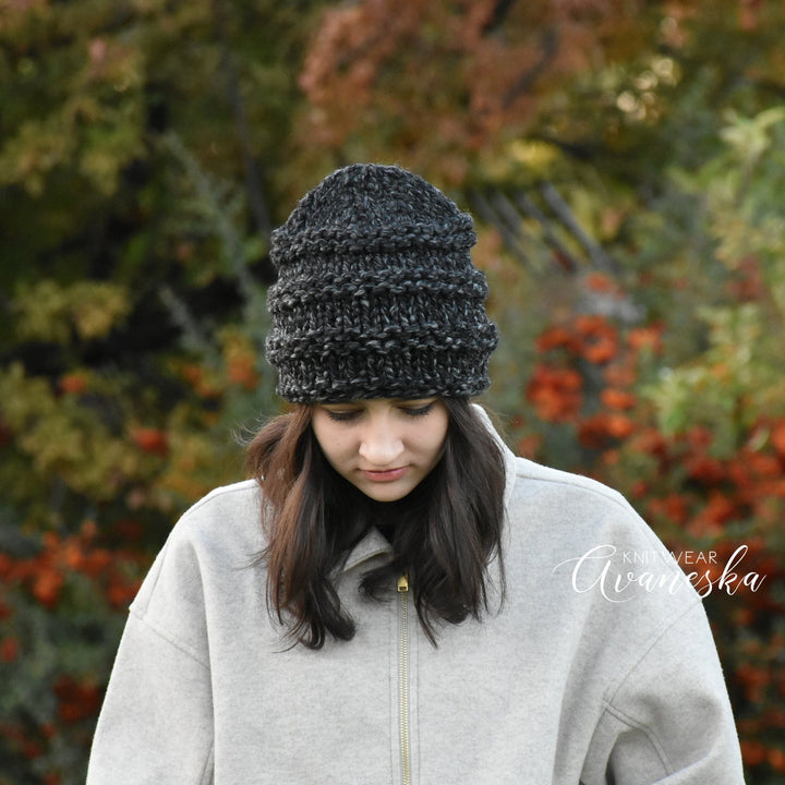 Handmade Knit Woolen Chunky Beanie Hat for Women and Girls