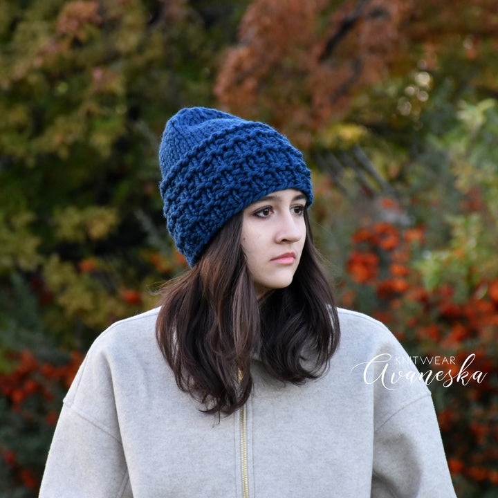 Handmade Knitted Woolen Chunky Beanie Hat for Women and Teens