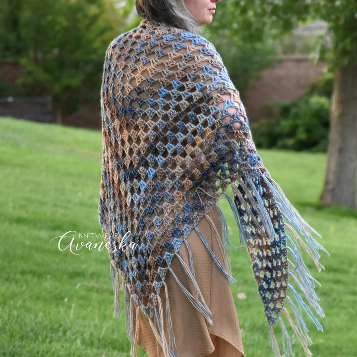Cotton Blend Crochet Triangle Shawl | TERESA