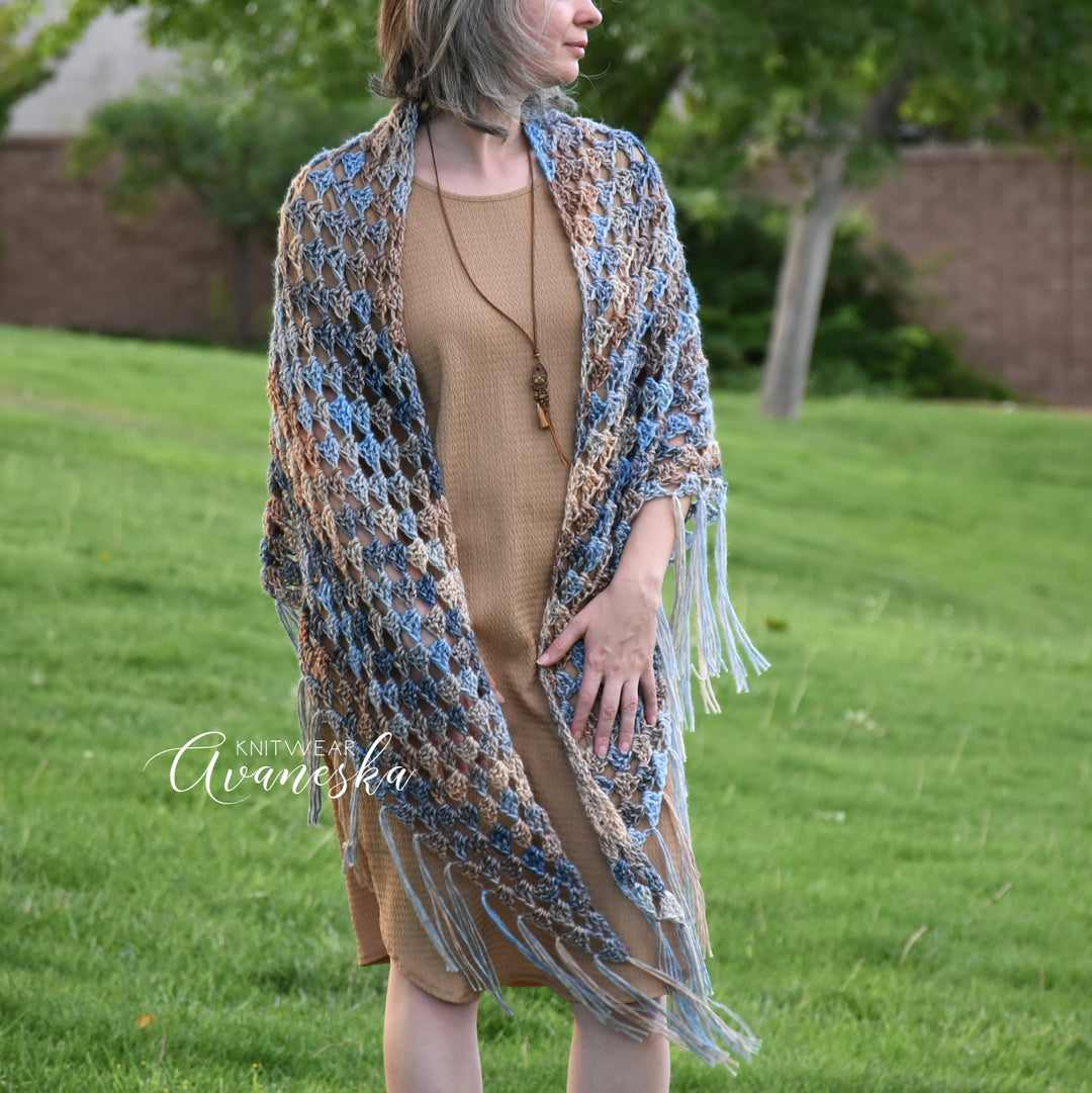 Cotton Blend Crochet Triangle Shawl | TERESA