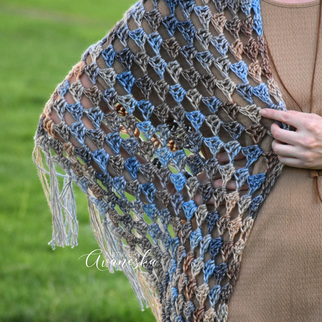 Cotton Blend Crochet Triangle Shawl | TERESA
