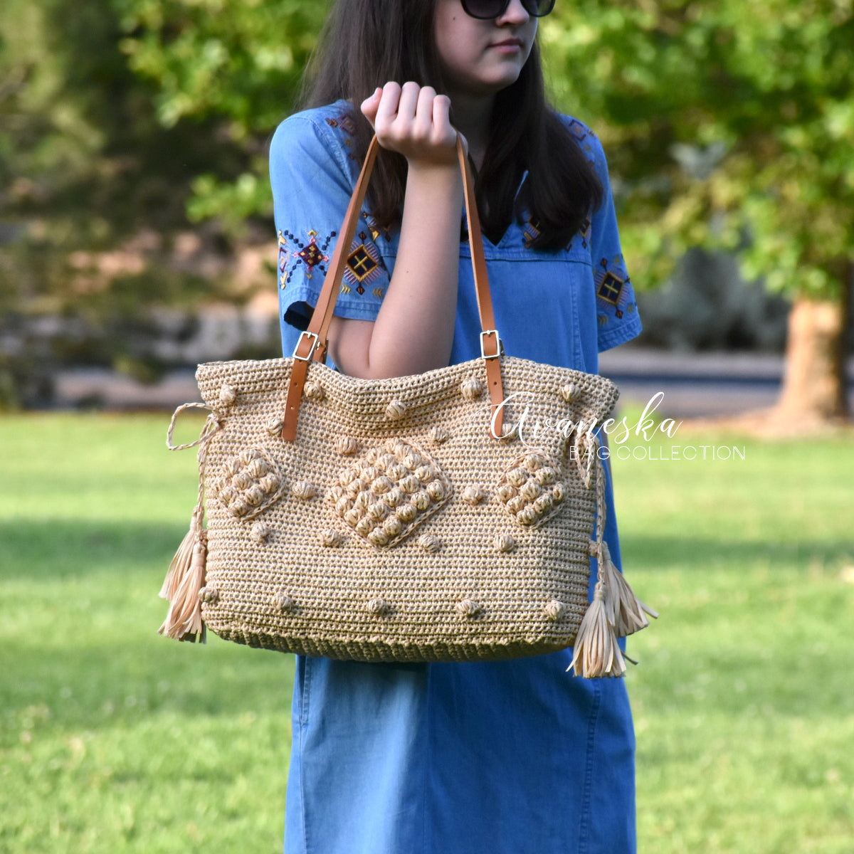 Gerard Darel Inspired Crochet Raffia Straw Bag | Woodstock 24 Hour