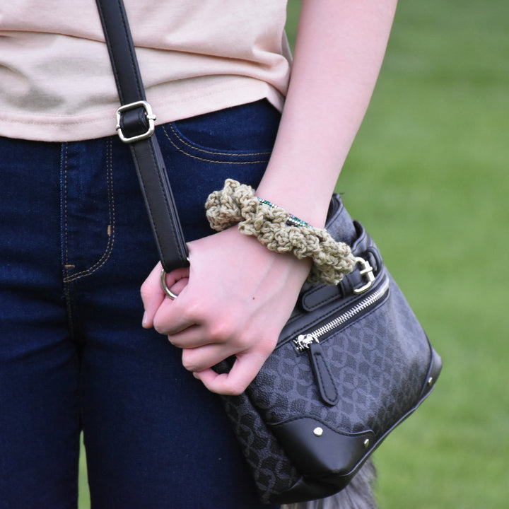 Hand crochet scrunchie ponytail holder