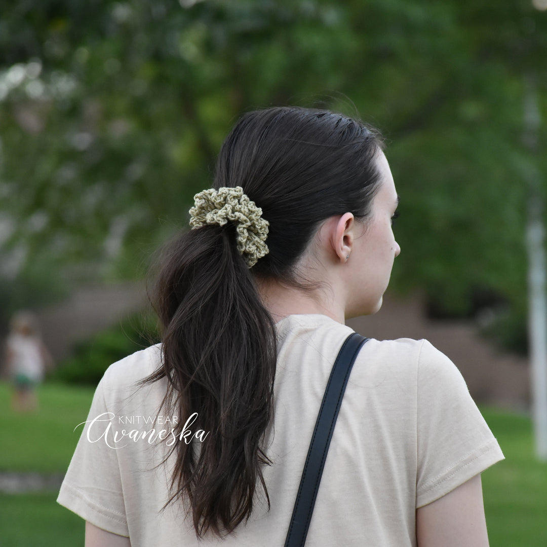 Handmade crochet scrunchie ponytail holder messy bun holder