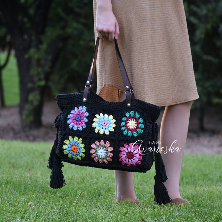 Handmade designer style crochet summer handbag, shoulder bag, tote bag