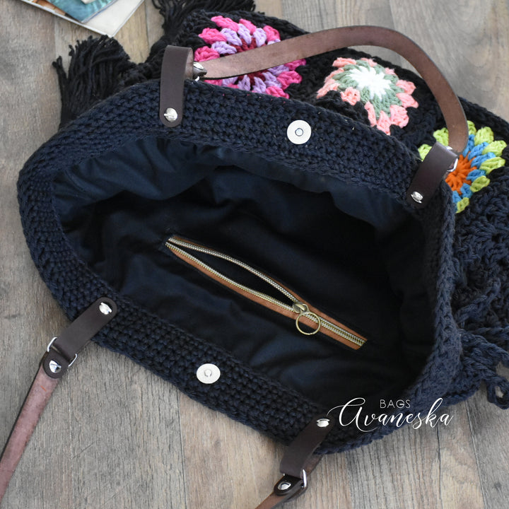 Crochet Granny Squares Shoulder Bag | BLANCHE