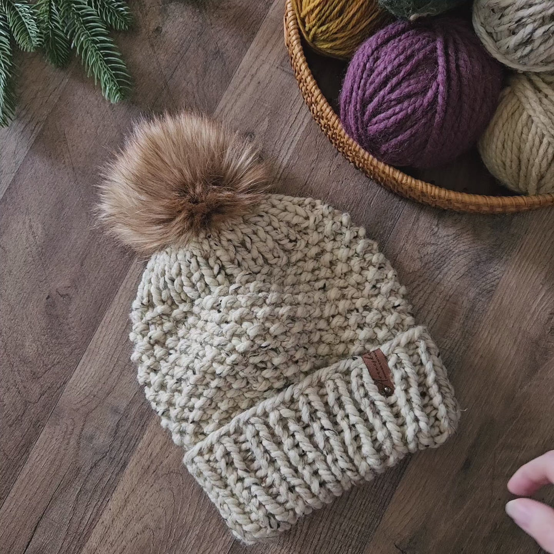 Fold Over Brim Chunky Pom Hat | THE GIANNA