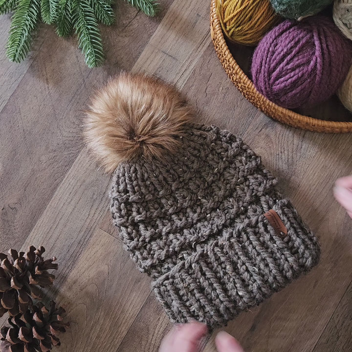 Fold Over Brim Chunky Pom Hat | THE MADDIE