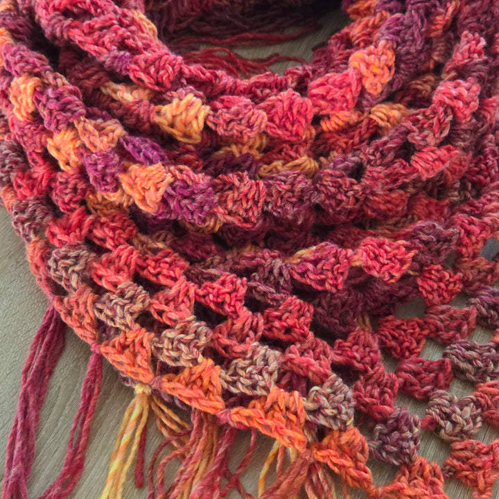 Woolen Triangle Fringed Shawl | La Carmella