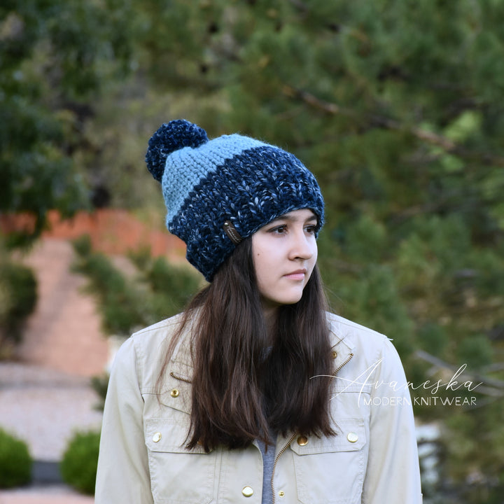 Chunky Knit Color Block Woman's Woolen Winter Slouchy Hat | THE DARIA