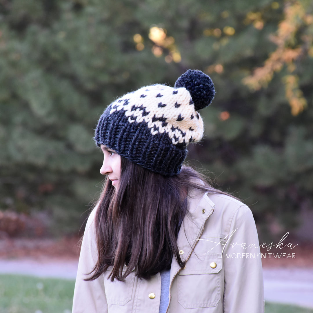 Chunky Knit Fair Isle Woman's Woolen Winter Slouchy Hat | THE CELTIC TALES