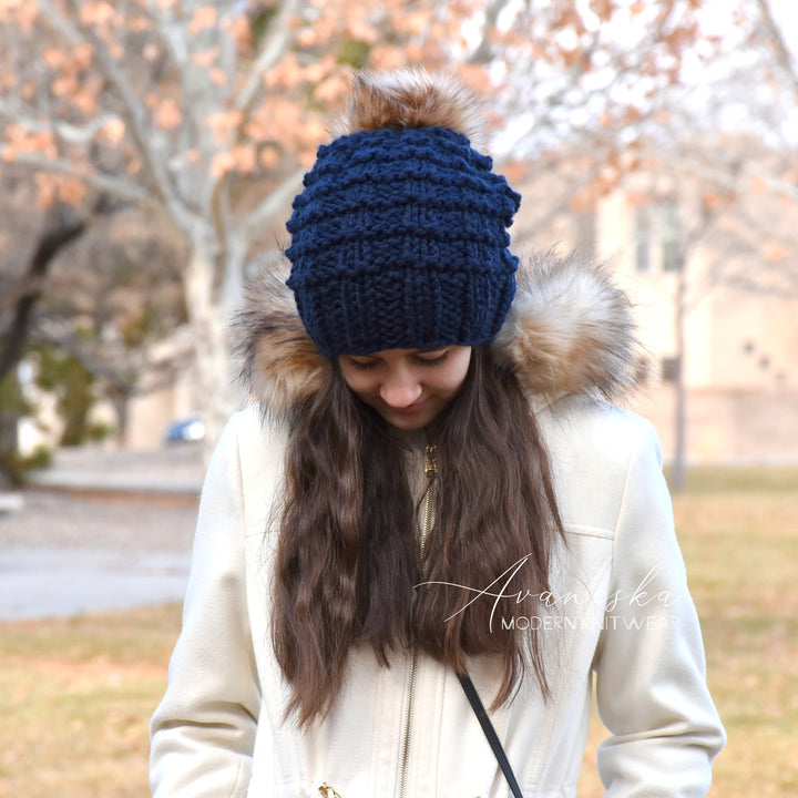 Knitted Chunky Woolen Winter Slouchy Hat Beanie Toque | THE ALENA