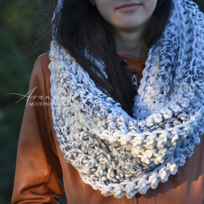 Woman's Knit Crochet Wool Winter Bulky Chunky Oversized Snood Hooded Scarf
