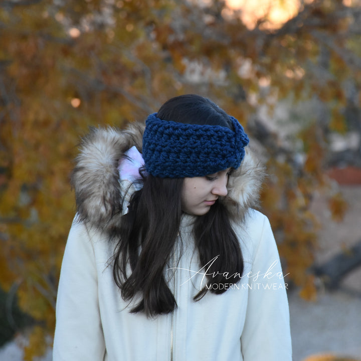 Knit Turban Twisted Ear Warmer Headband | THE VERA