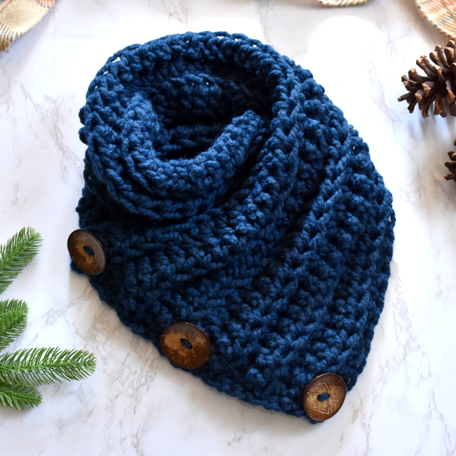 Crochet Scarf Neck Warmer with Buttons