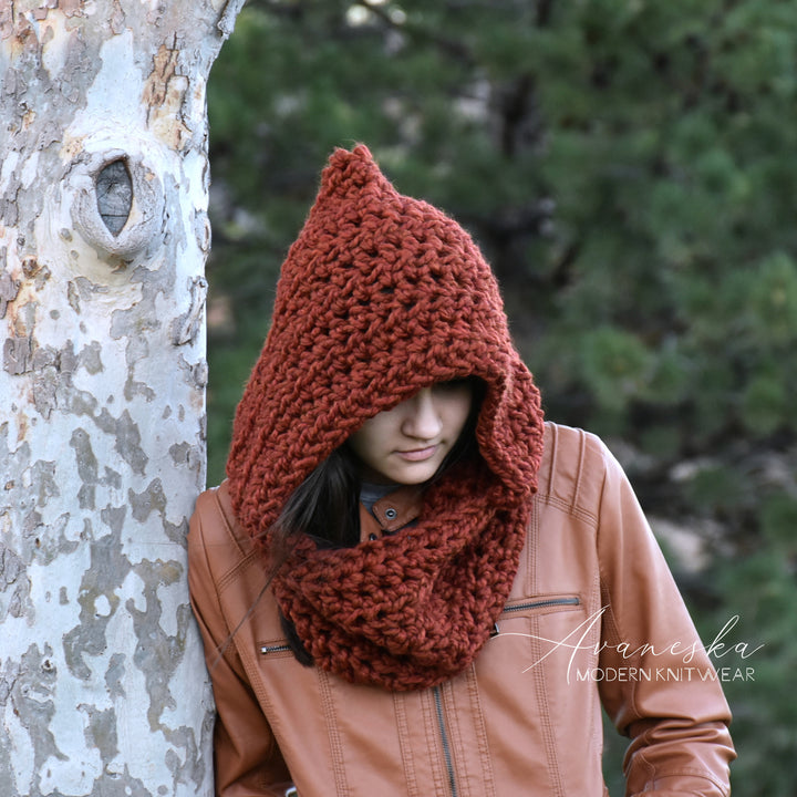 Knitted Chunky Women Winter Hood Scarf | THE WELS