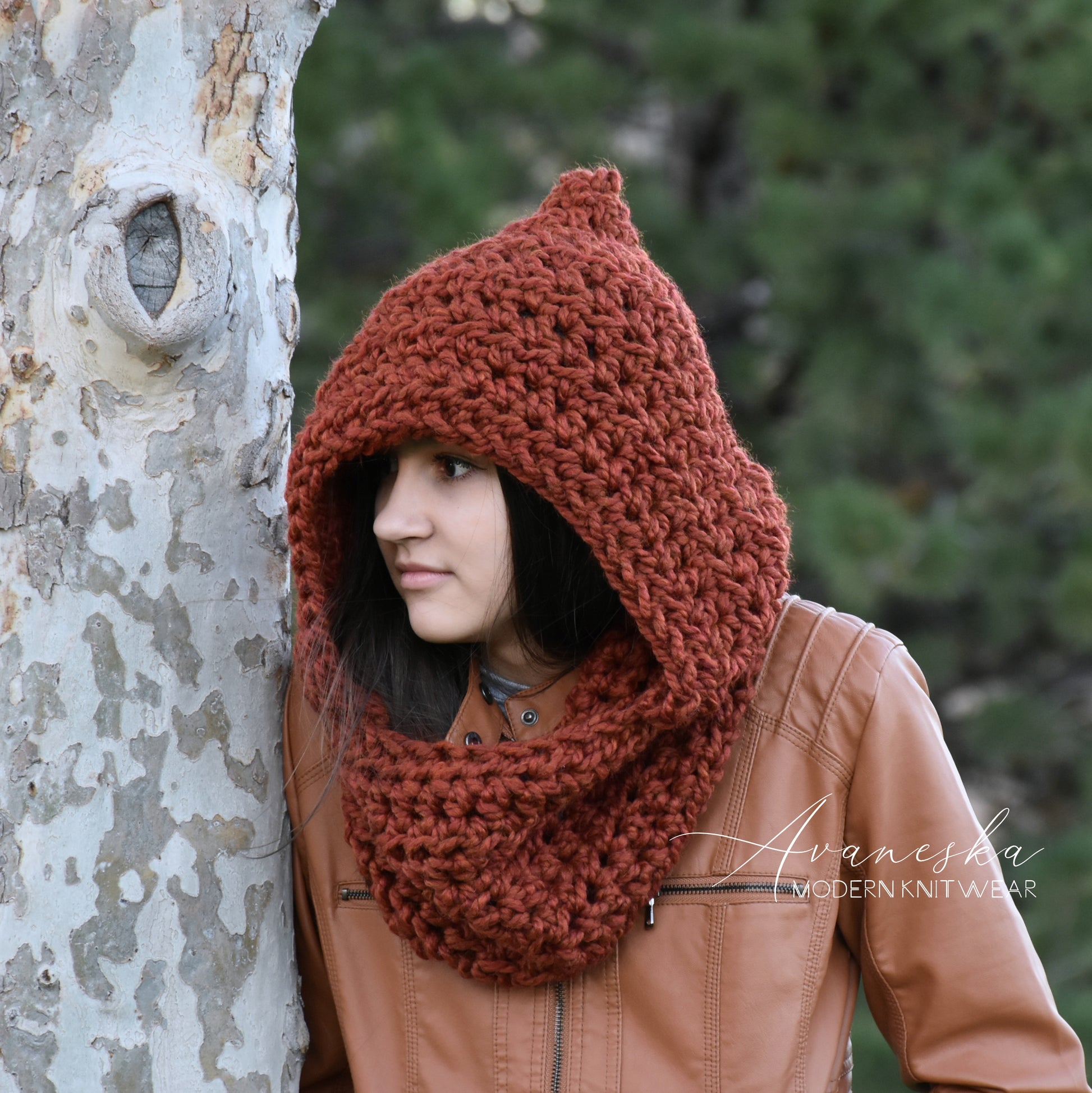 Knit Crochet Hood Scarf