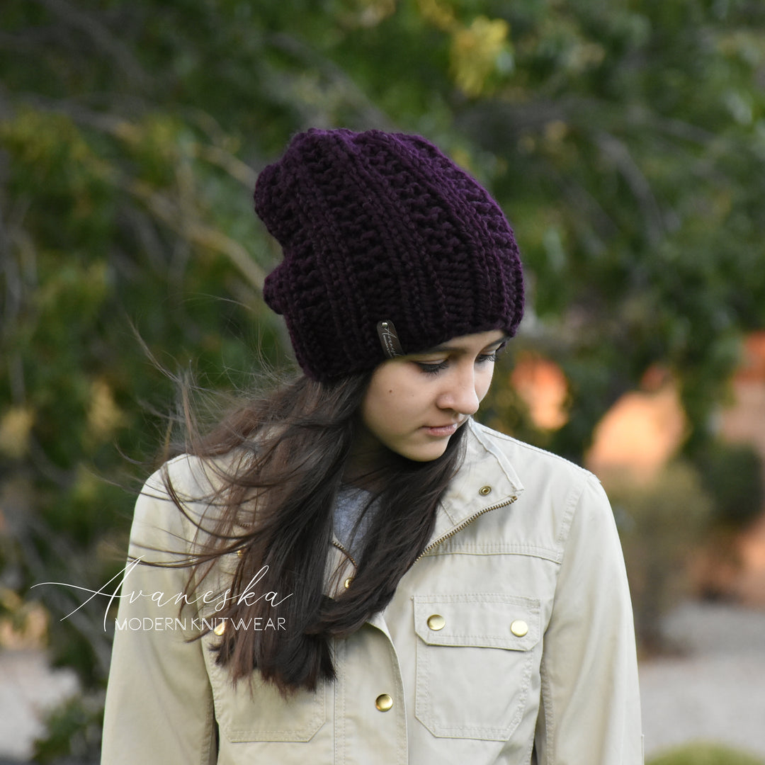 Knitted Chunky Woolen Winter Slouchy Hat Beanie Toque | THE ASTRA