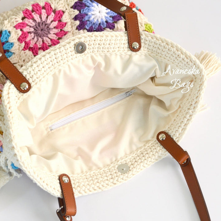 Crochet Granny Squares Tote Bag | DOLORES